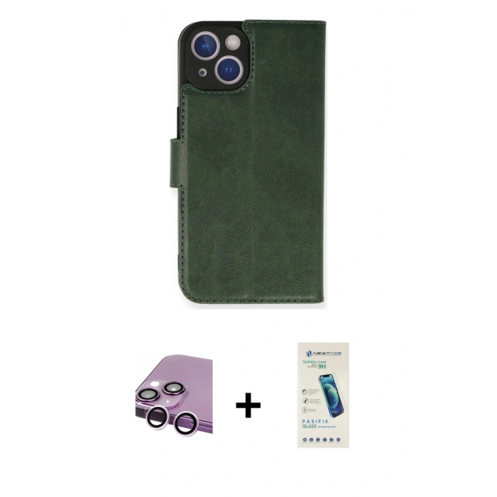 MARSİLYAN™- iPhone 14 Kılıf Siluet Işık Serisi - Şeffaf Pasifik Cam Ekran Koruyucu + Raze Metal Kamera Lens - MR