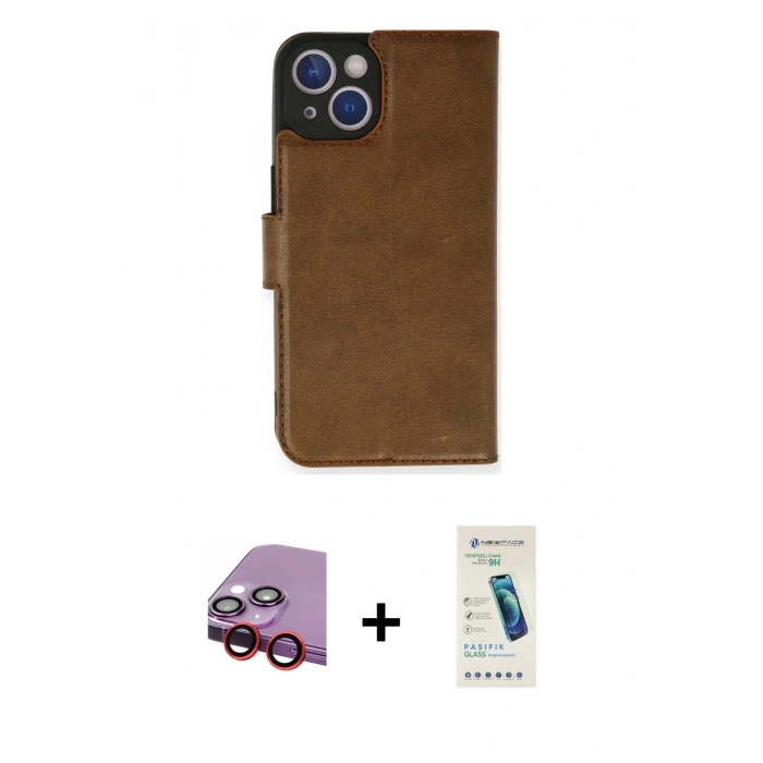 MARSİLYAN™- iPhone 14 Kılıf Siluet Işık Serisi - Şeffaf Pasifik Cam Ekran Koruyucu + Raze Metal Kamera Lens - KI