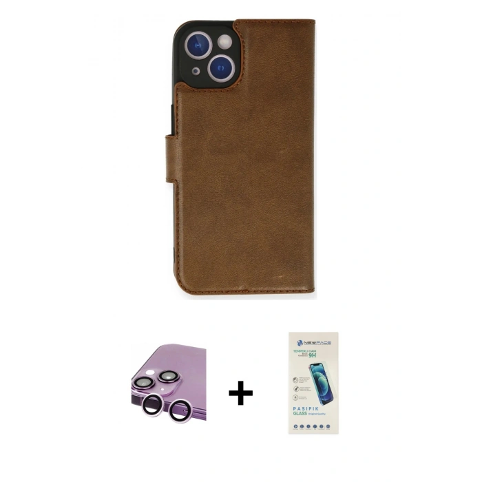 MARSİLYAN™- iPhone 14 Kılıf Siluet Işık Serisi - Şeffaf Pasifik Cam Ekran Koruyucu + Raze Metal Kamera Lens - MR