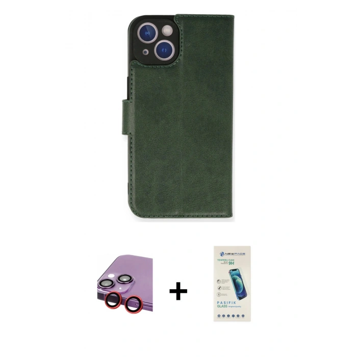 MARSİLYAN™- iPhone 14 Kılıf Siluet Işık Serisi - Şeffaf Pasifik Cam Ekran Koruyucu + Raze Metal Kamera Lens - KI