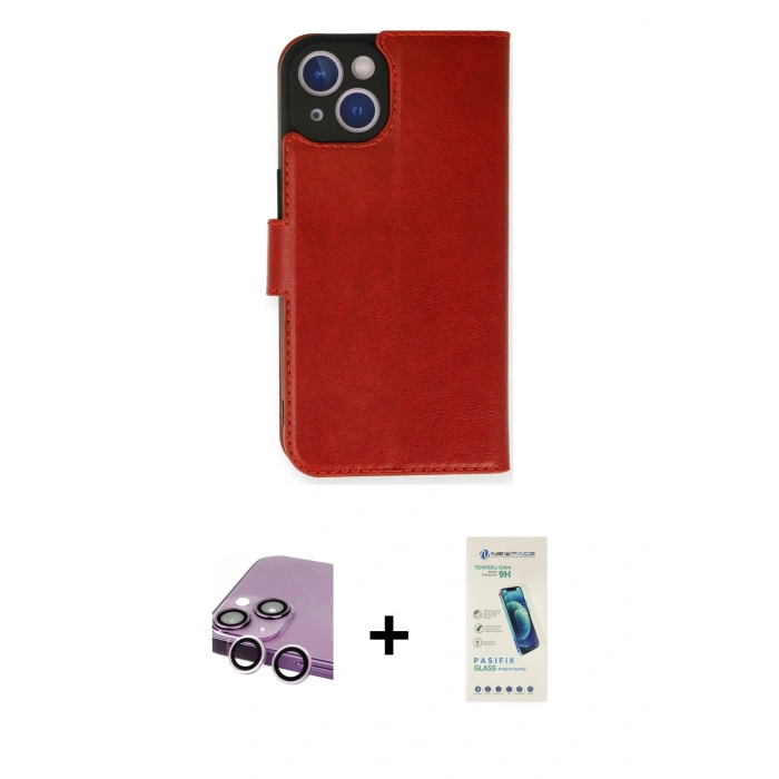 MARSİLYAN™- iPhone 14 Kılıf Siluet Işık Serisi - Şeffaf Pasifik Cam Ekran Koruyucu + Raze Metal Kamera Lens - MR