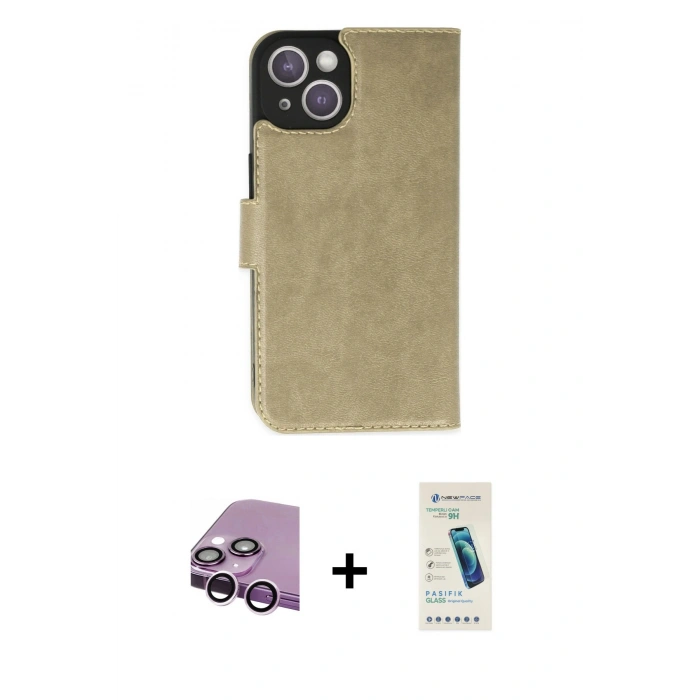 MARSİLYAN™- iPhone 14 Kılıf Siluet Işık Serisi - Şeffaf Pasifik Cam Ekran Koruyucu + Raze Metal Kamera Lens - MR