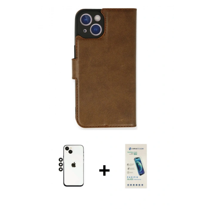 MARSİLYAN™- iPhone 14 Kılıf Siluet Işık Serisi - Şeffaf Pasifik Cam Ekran Koruyucu + Shine Kamera Lens - SH