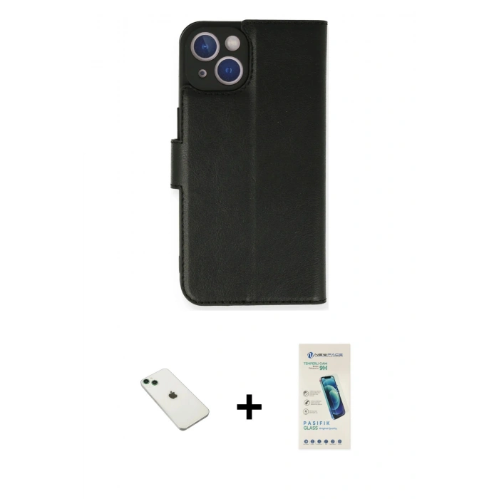 MARSİLYAN™- iPhone 14 Kılıf Siluet Işık Serisi - Şeffaf Pasifik Cam Ekran Koruyucu + Diamond Kamera Lens - YL