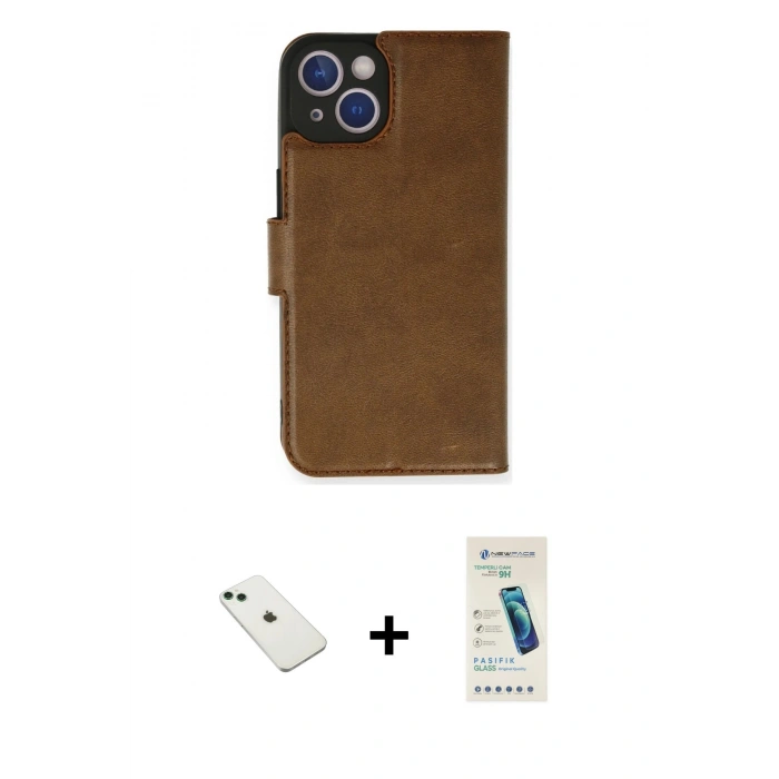 MARSİLYAN™- iPhone 14 Kılıf Siluet Işık Serisi - Şeffaf Pasifik Cam Ekran Koruyucu + Diamond Kamera Lens - YL