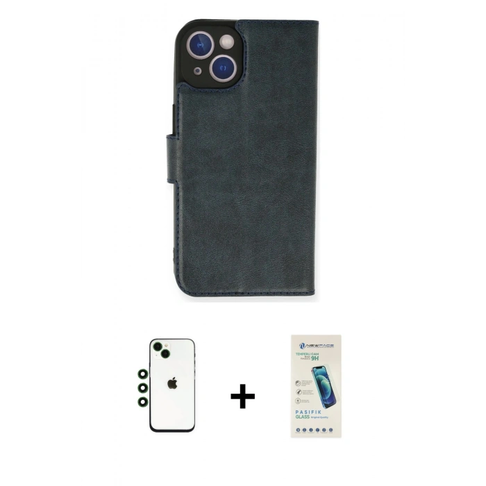 MARSİLYAN™- iPhone 14 Kılıf Siluet Işık Serisi - Şeffaf Pasifik Cam Ekran Koruyucu + Shine Kamera Lens - YL