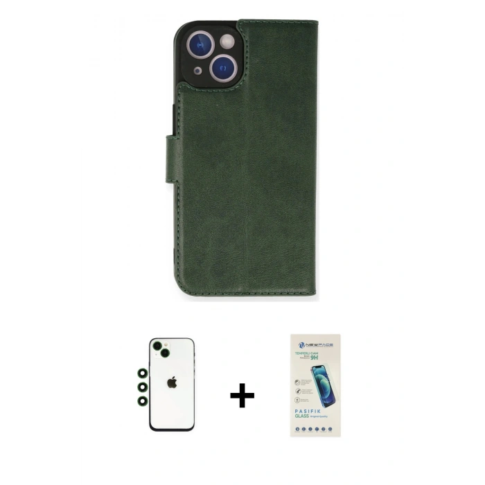 MARSİLYAN™- iPhone 14 Kılıf Siluet Işık Serisi - Şeffaf Pasifik Cam Ekran Koruyucu + Shine Kamera Lens - YL