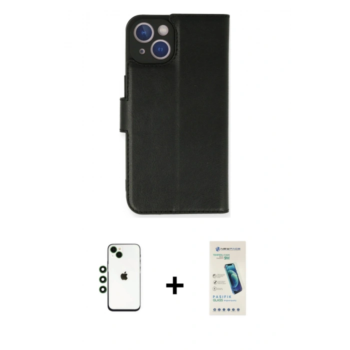 MARSİLYAN™- iPhone 14 Kılıf Siluet Işık Serisi - Şeffaf Pasifik Cam Ekran Koruyucu + Shine Kamera Lens - YL