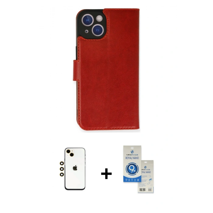 MARSİLYAN™- iPhone 14 Kılıf Siluet Işık Serisi - Şeffaf Royal Nano Ekran Koruyucu + Shine Kamera Lens - GD