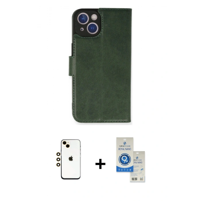 MARSİLYAN™- iPhone 14 Kılıf Siluet Işık Serisi - Şeffaf Royal Nano Ekran Koruyucu + Shine Kamera Lens - GD