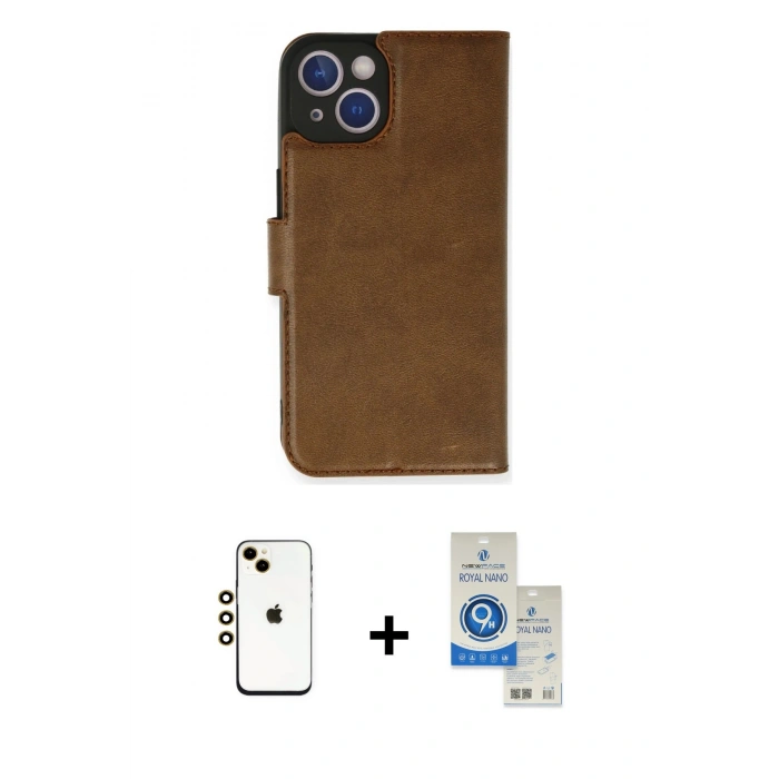 MARSİLYAN™- iPhone 14 Kılıf Siluet Işık Serisi - Şeffaf Royal Nano Ekran Koruyucu + Shine Kamera Lens - GD