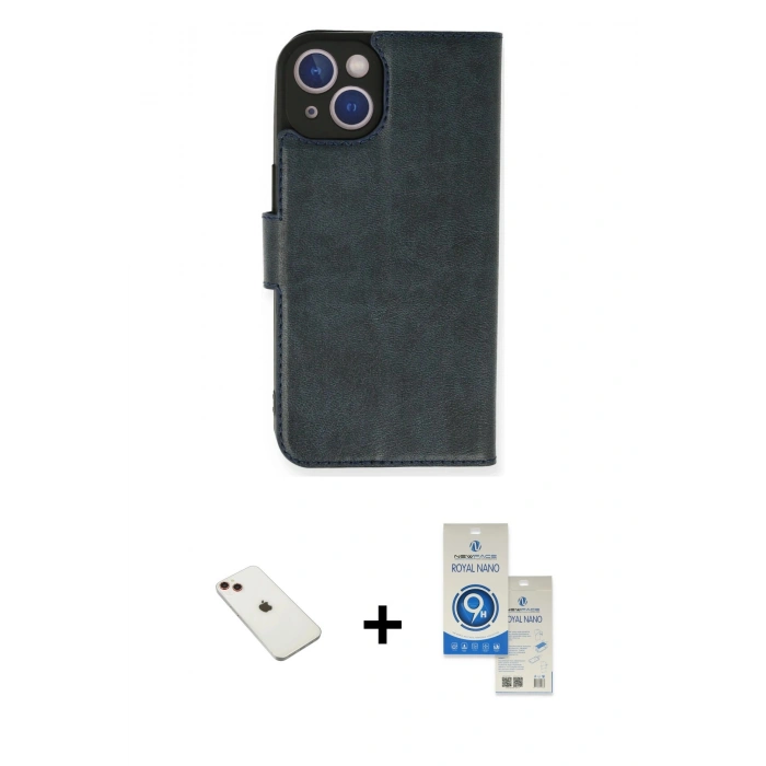 MARSİLYAN™- iPhone 14 Kılıf Siluet Işık Serisi - Şeffaf Royal Nano Ekran Koruyucu + Diamond Kamera Lens - KI