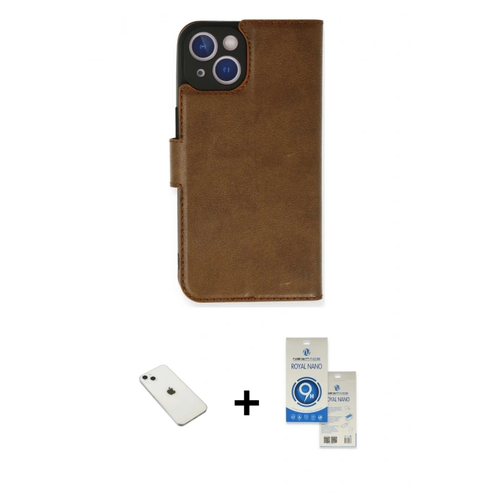 MARSİLYAN™- iPhone 14 Kılıf Siluet Işık Serisi - Şeffaf Royal Nano Ekran Koruyucu + Diamond Kamera Lens - SABE