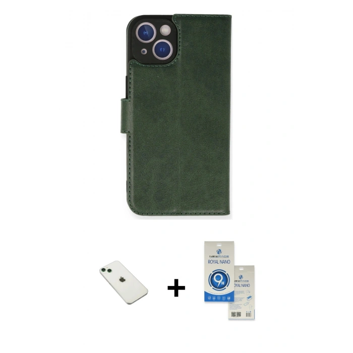 MARSİLYAN™- iPhone 14 Kılıf Siluet Işık Serisi - Şeffaf Royal Nano Ekran Koruyucu + Diamond Kamera Lens - YL