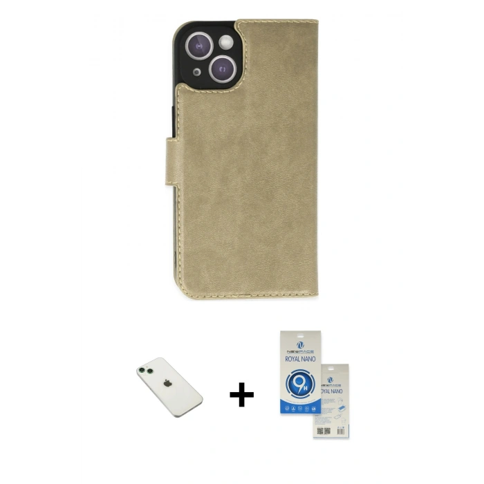 MARSİLYAN™- iPhone 14 Kılıf Siluet Işık Serisi - Şeffaf Royal Nano Ekran Koruyucu + Diamond Kamera Lens - YL