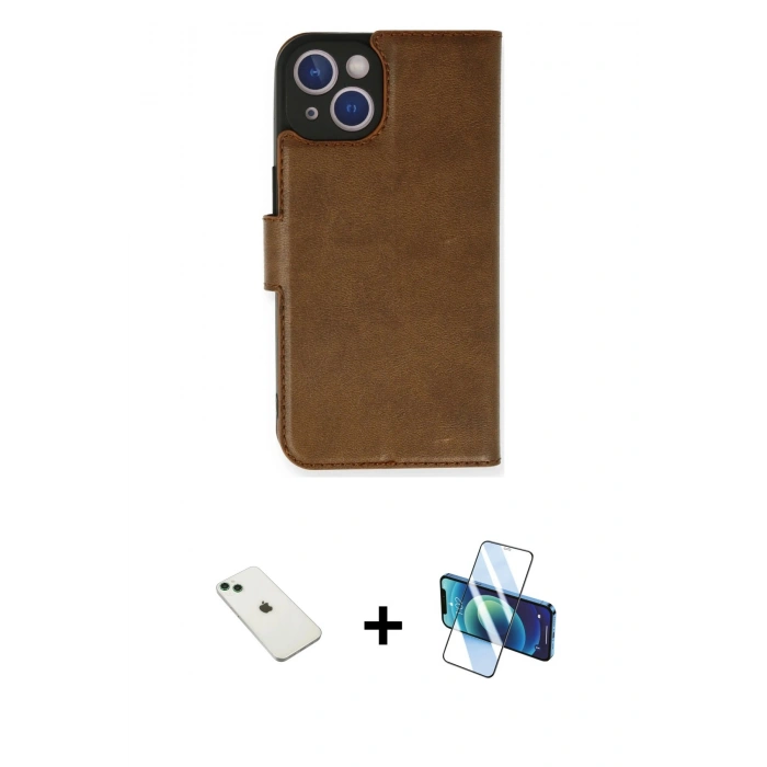 MARSİLYAN™- iPhone 14 Kılıf Siluet Işık Serisi - Siyah 3D Antistatik Cam Ekran Koruyucu + Diamond Kamera Lens - YL