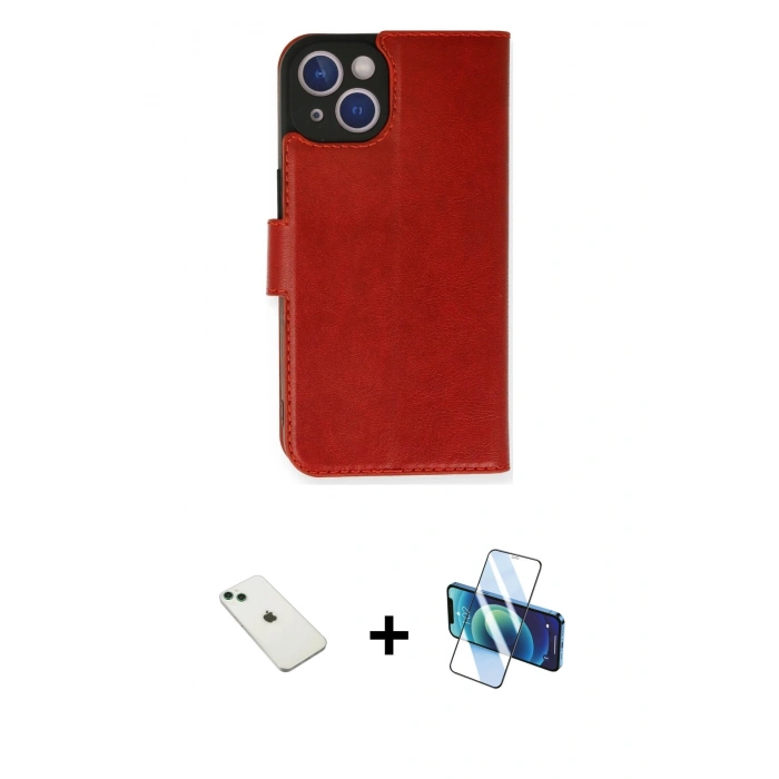 MARSİLYAN™- iPhone 14 Kılıf Siluet Işık Serisi - Siyah 3D Antistatik Cam Ekran Koruyucu + Diamond Kamera Lens - YL