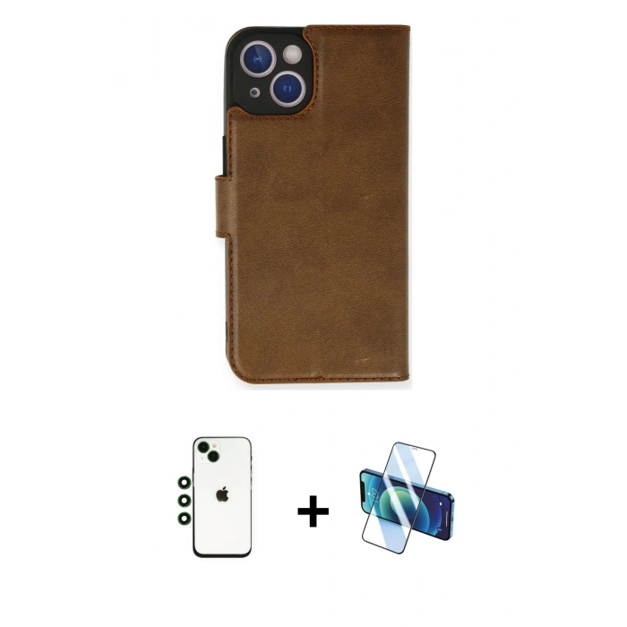 MARSİLYAN™- iPhone 14 Kılıf Siluet Işık Serisi - Siyah 3D Antistatik Cam Ekran Koruyucu + Shine Kamera Lens - YL