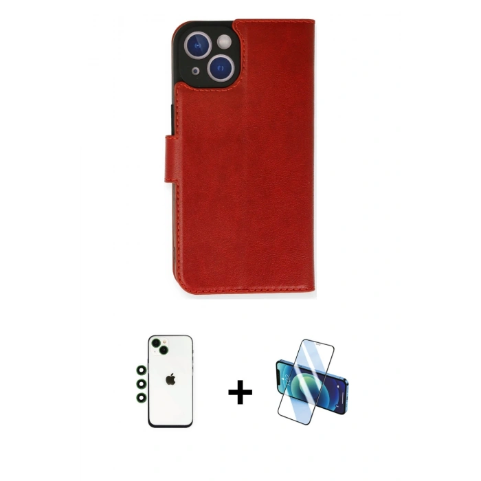 MARSİLYAN™- iPhone 14 Kılıf Siluet Işık Serisi - Siyah 3D Antistatik Cam Ekran Koruyucu + Shine Kamera Lens - YL