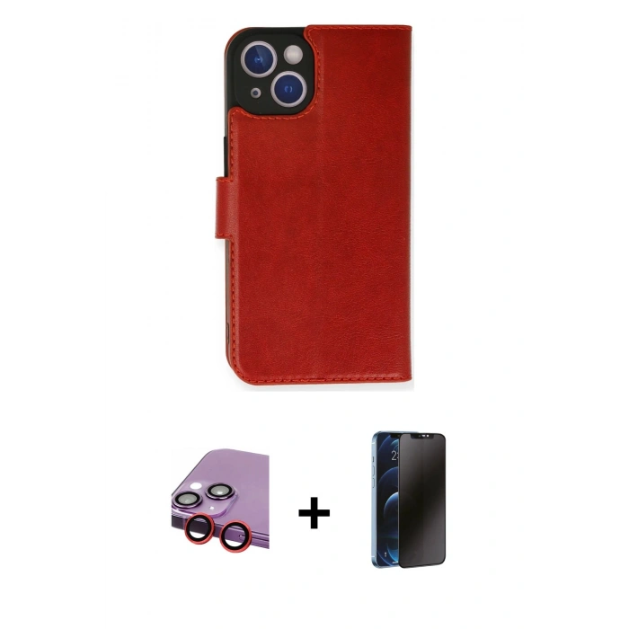 MARSİLYAN™- iPhone 14 Kılıf Siluet Işık Serisi - Siyah 3D Antistatik Hayalet Cam Ekran Koruyucu + Raze Metal Kamera Lens - KI