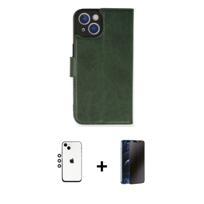 MARSİLYAN™- iPhone 14 Kılıf Siluet Işık Serisi - Siyah 3D Antistatik Hayalet Cam Ekran Koruyucu + Shine Kamera Lens - GS