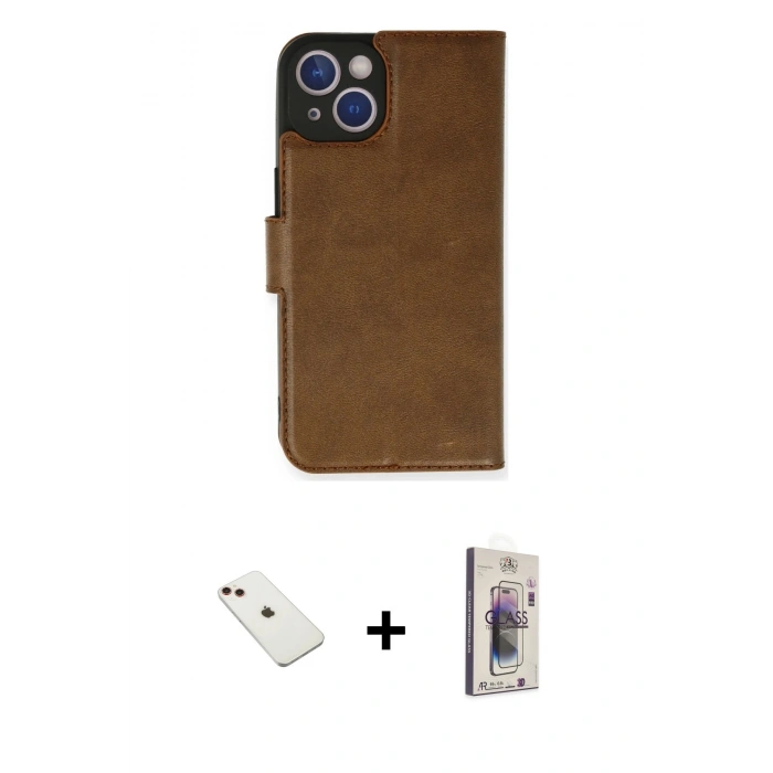 MARSİLYAN™- iPhone 14 Kılıf Siluet Işık Serisi - Siyah Bilvis 3D Cam Ekran Koruyucu + Diamond Kamera Lens - KI