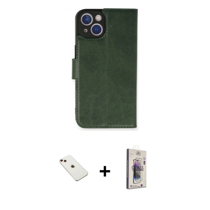 MARSİLYAN™- iPhone 14 Kılıf Siluet Işık Serisi - Siyah Bilvis 3D Cam Ekran Koruyucu + Diamond Kamera Lens - KI