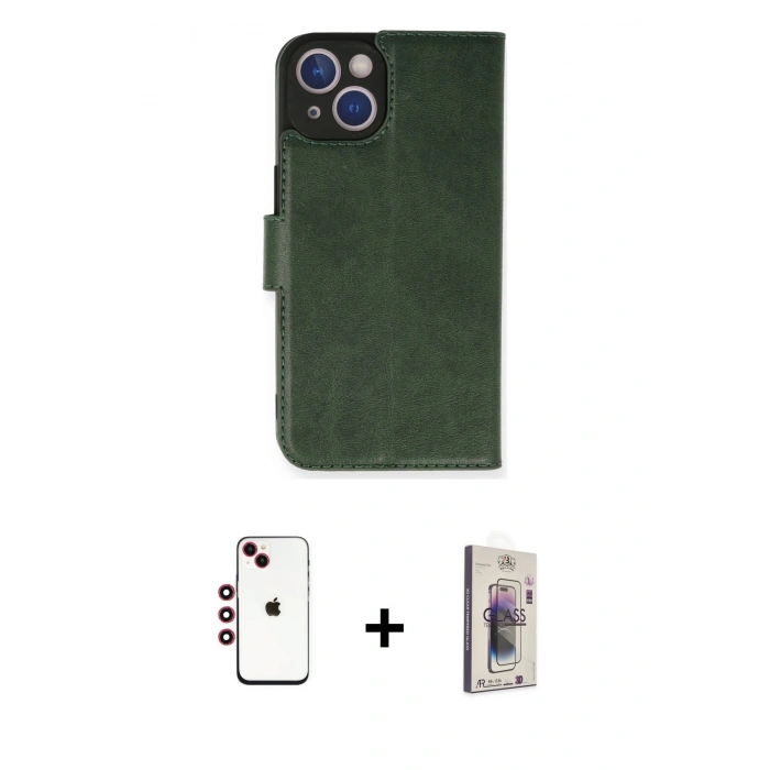 MARSİLYAN™- iPhone 14 Kılıf Siluet Işık Serisi - Siyah Bilvis 3D Cam Ekran Koruyucu + Shine Kamera Lens - KI