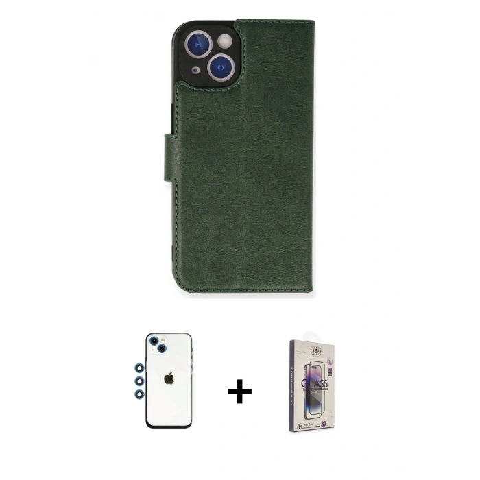 MARSİLYAN™- iPhone 14 Kılıf Siluet Işık Serisi - Siyah Bilvis 3D Cam Ekran Koruyucu + Shine Kamera Lens - MI