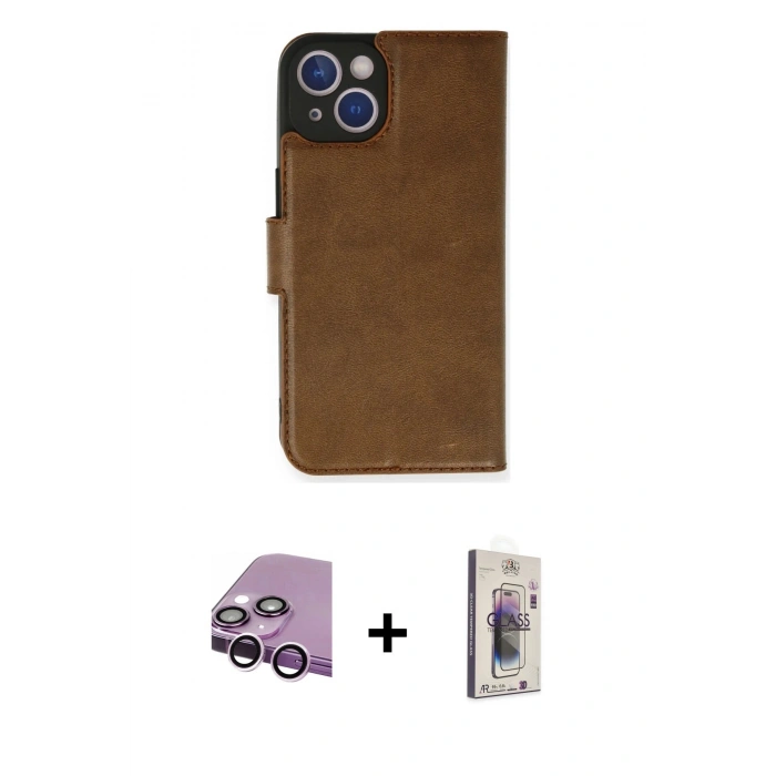 MARSİLYAN™- iPhone 14 Kılıf Siluet Işık Serisi - Siyah Bilvis 3D Cam Ekran Koruyucu + Raze Metal Kamera Lens - MR