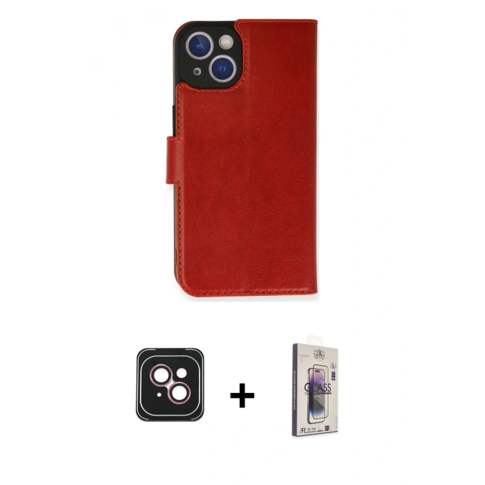 MARSİLYAN™- iPhone 14 Kılıf Siluet Işık Serisi - Siyah Bilvis 3D Cam Ekran Koruyucu + PVD Metal Kamera Lens - PE
