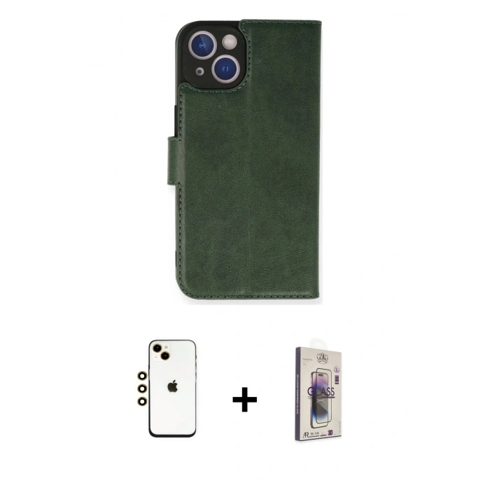 MARSİLYAN™- iPhone 14 Kılıf Siluet Işık Serisi - Siyah Bilvis 3D Cam Ekran Koruyucu + Shine Kamera Lens - GD