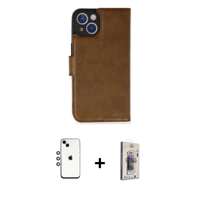 MARSİLYAN™- iPhone 14 Kılıf Siluet Işık Serisi - Siyah Bilvis 3D Cam Ekran Koruyucu + Shine Kamera Lens - GI
