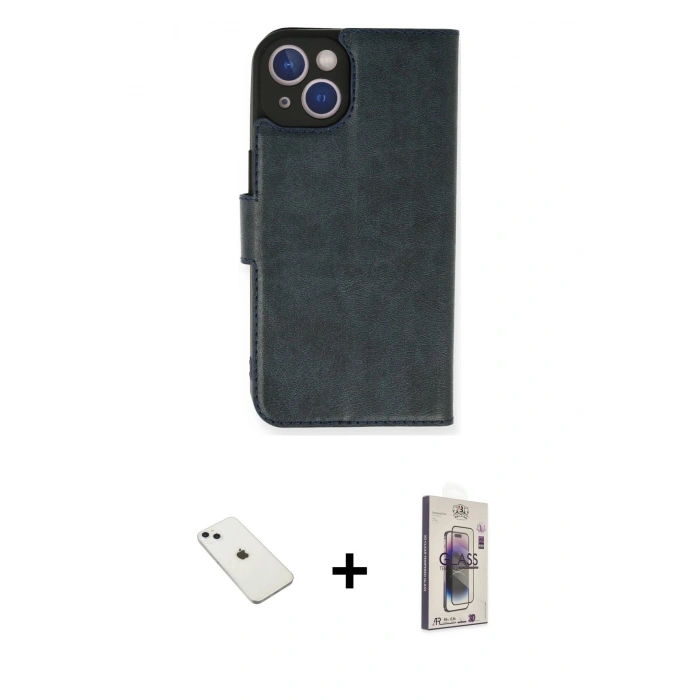 MARSİLYAN™- iPhone 14 Kılıf Siluet Işık Serisi - Siyah Bilvis 3D Cam Ekran Koruyucu + Diamond Kamera Lens - SABE