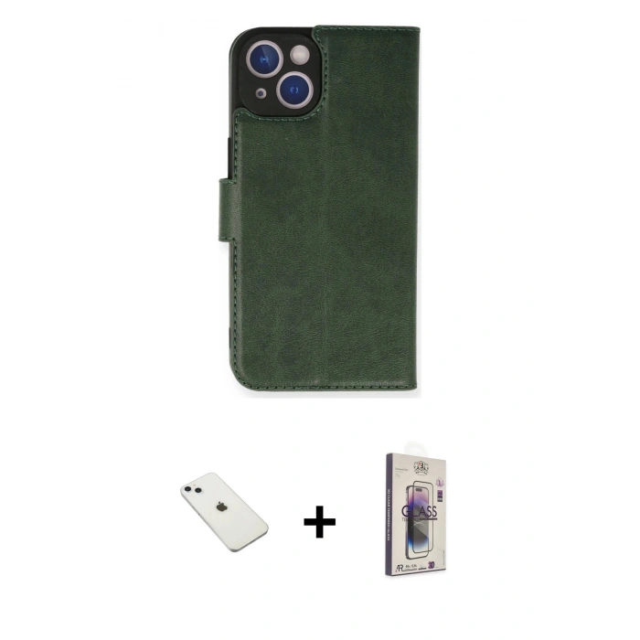 MARSİLYAN™- iPhone 14 Kılıf Siluet Işık Serisi - Siyah Bilvis 3D Cam Ekran Koruyucu + Diamond Kamera Lens - SABE
