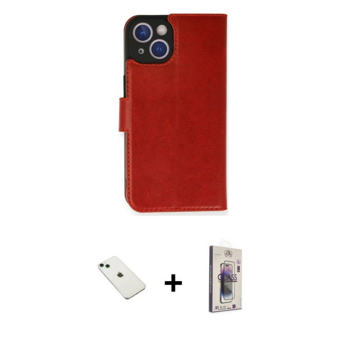 MARSİLYAN™- iPhone 14 Kılıf Siluet Işık Serisi - Siyah Bilvis 3D Cam Ekran Koruyucu + Yeşil Diamond Kamera Lens