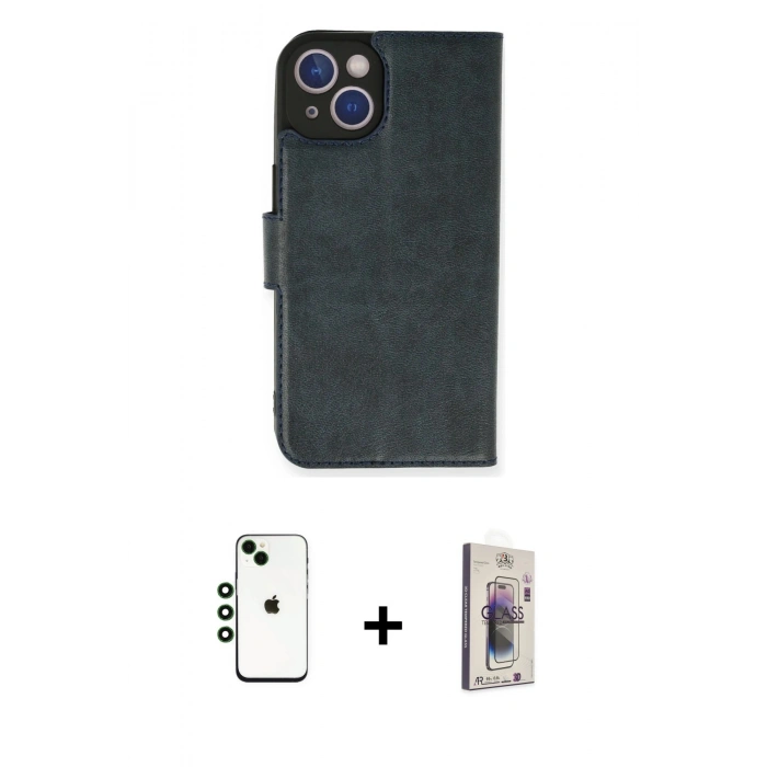 MARSİLYAN™- iPhone 14 Kılıf Siluet Işık Serisi - Siyah Bilvis 3D Cam Ekran Koruyucu + Shine Kamera Lens - YL