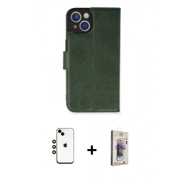MARSİLYAN™- iPhone 14 Kılıf Siluet Işık Serisi - Siyah Bilvis 3D Cam Ekran Koruyucu + Shine Kamera Lens - YL