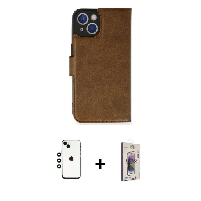 MARSİLYAN™- iPhone 14 Kılıf Siluet Işık Serisi - Siyah Bilvis 3D Cam Ekran Koruyucu + Shine Kamera Lens - YL