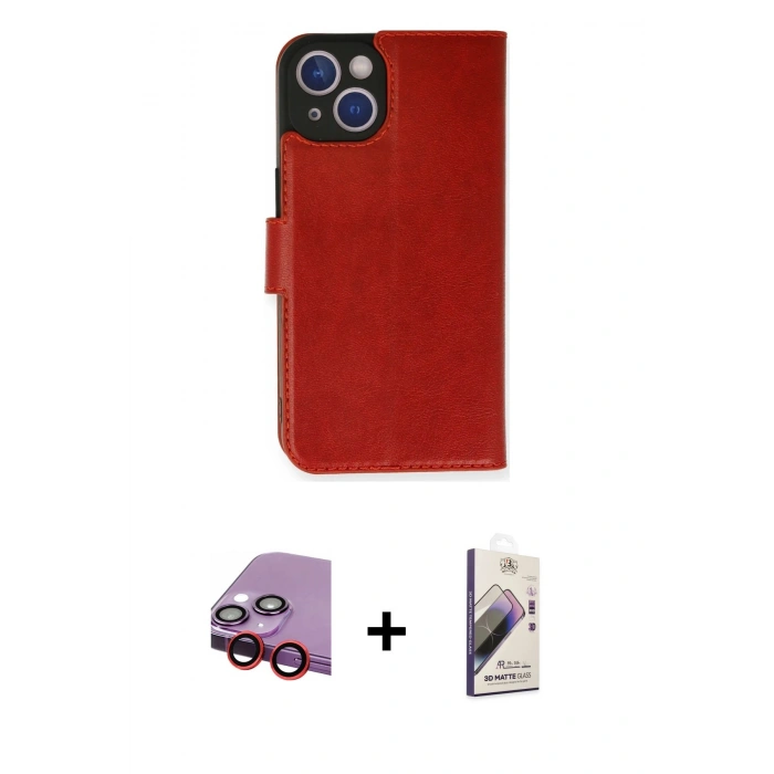 MARSİLYAN™- iPhone 14 Kılıf Siluet Işık Serisi - Siyah Bilvis 3D Mat Cam Ekran Koruyucu + Raze Metal Kamera Lens - KI