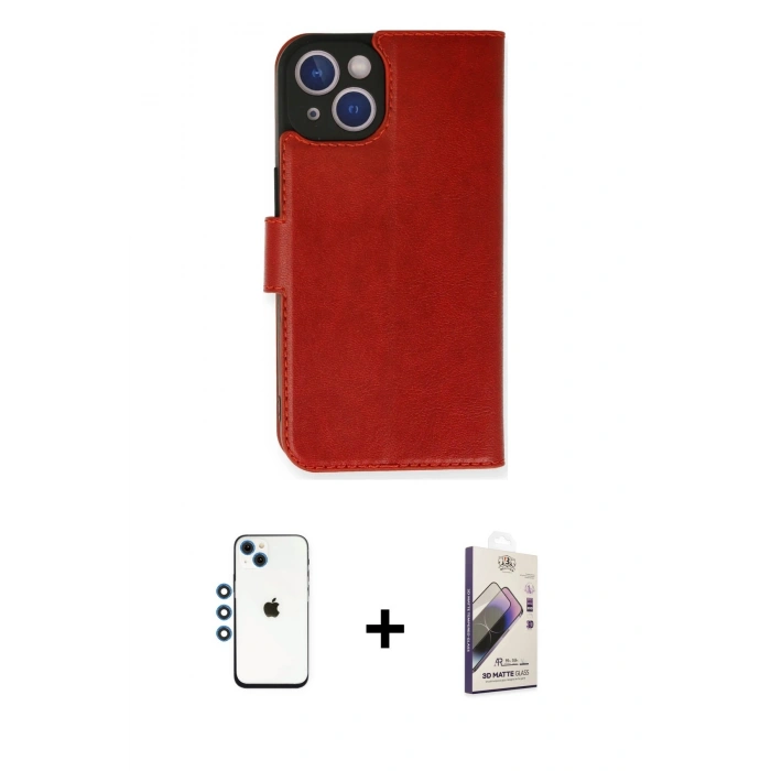 MARSİLYAN™- iPhone 14 Kılıf Siluet Işık Serisi - Siyah Bilvis 3D Mat Cam Ekran Koruyucu + Shine Kamera Lens - MI