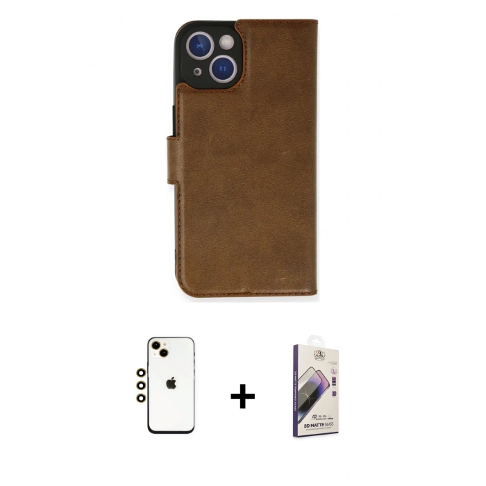 MARSİLYAN™- iPhone 14 Kılıf Siluet Işık Serisi - Siyah Bilvis 3D Mat Cam Ekran Koruyucu + Shine Kamera Lens - GD