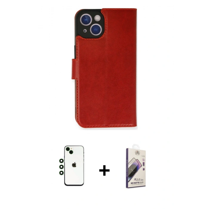 MARSİLYAN™- iPhone 14 Kılıf Siluet Işık Serisi - Siyah Bilvis 3D Mat Cam Ekran Koruyucu + Shine Kamera Lens - YL