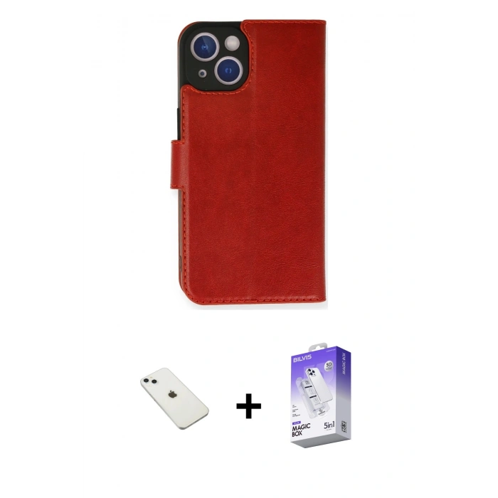 MARSİLYAN™- iPhone 14 Kılıf Siluet Işık Serisi - Siyah Bilvis 5in1 3D Magic Cam Ekran Koruyucu + Diamond Kamera Lens - SABE