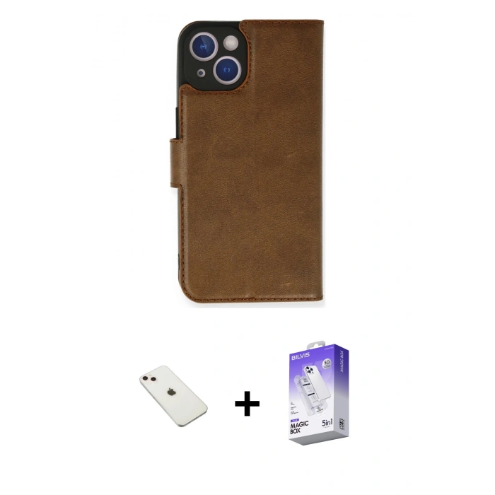 MARSİLYAN™- iPhone 14 Kılıf Siluet Işık Serisi - Siyah Bilvis 5in1 3D Magic Cam Ekran Koruyucu + Pembe Diamond Kamera Lens