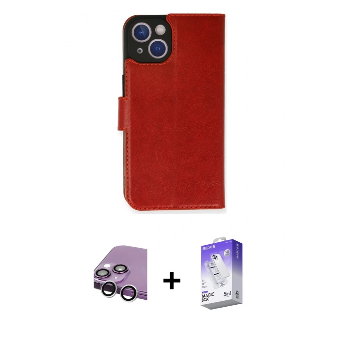 MARSİLYAN™- iPhone 14 Kılıf Siluet Işık Serisi - Siyah Bilvis 5in1 3D Magic Cam Ekran Koruyucu + Raze Metal Kamera Lens - GS