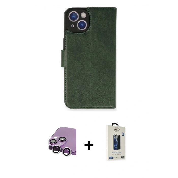 MARSİLYAN™- iPhone 14 Kılıf Siluet Işık Serisi - Siyah Bilvis Hayalet Cam Ekran Koruyucu + Raze Metal Kamera Lens - GS