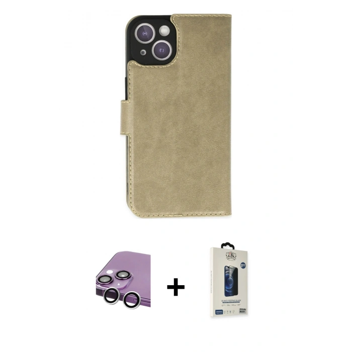 MARSİLYAN™- iPhone 14 Kılıf Siluet Işık Serisi - Siyah Bilvis Hayalet Cam Ekran Koruyucu + Raze Metal Kamera Lens - GS