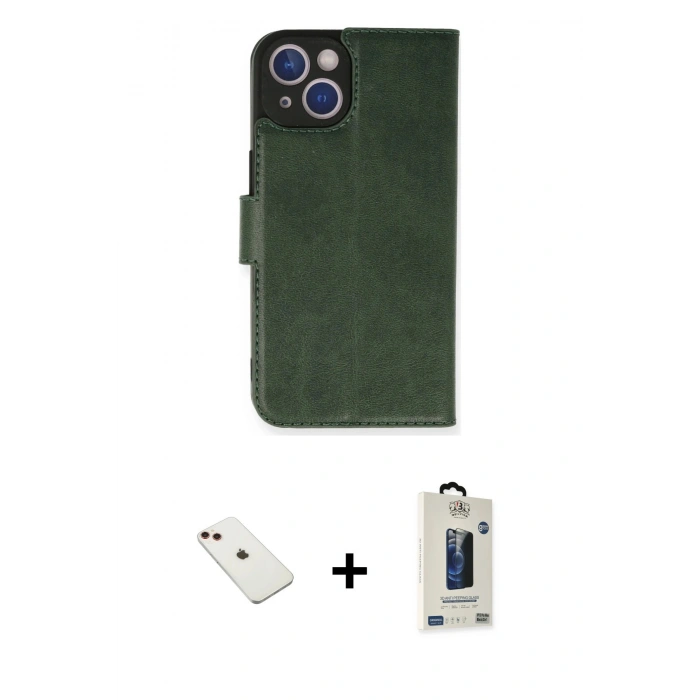MARSİLYAN™- iPhone 14 Kılıf Siluet Işık Serisi - Siyah Bilvis Hayalet Cam Ekran Koruyucu + Diamond Kamera Lens - KI