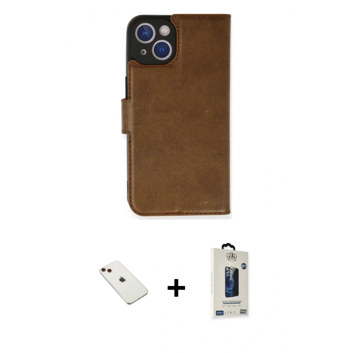 MARSİLYAN™- iPhone 14 Kılıf Siluet Işık Serisi - Siyah Bilvis Hayalet Cam Ekran Koruyucu + Diamond Kamera Lens - KI